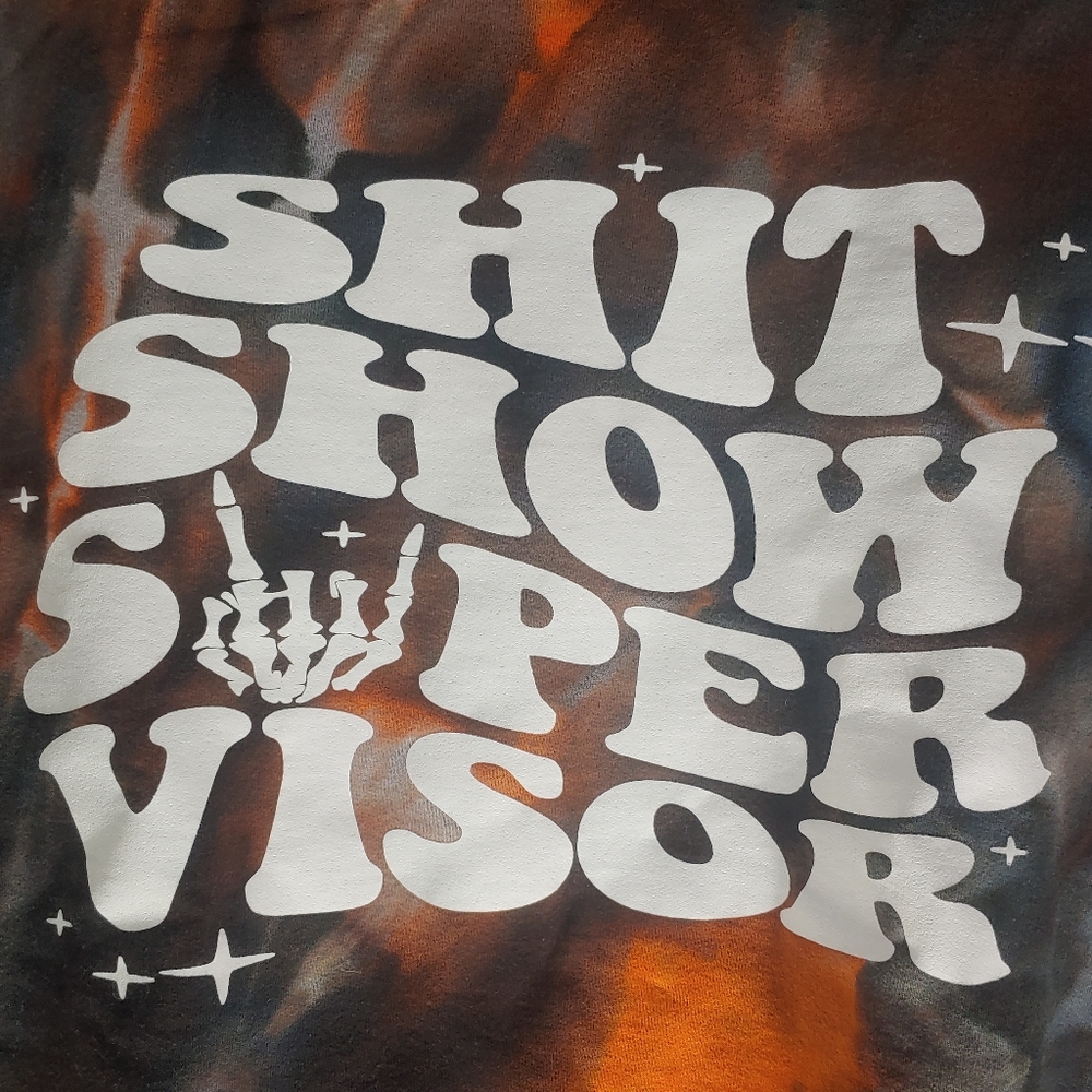Tie-Dye Zip Up Shit Show Supervisor Festival Party Men's L Sweatshirt Hoodie